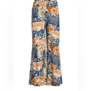 Boston Proper Arizona Patchwork Print Linen Wide Leg Palazzo Pant 12 Resort Wear